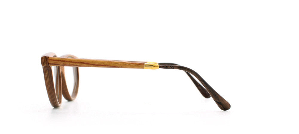 Gold Wood Rectangular Certified Vintage Eyeglasses Frame